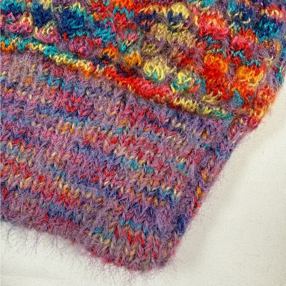 HAZEL MOON Multicolor Fuzzy Knit Crop Cami Bralette Top Size M Rainbow Space Dye - Picture 6 of 13